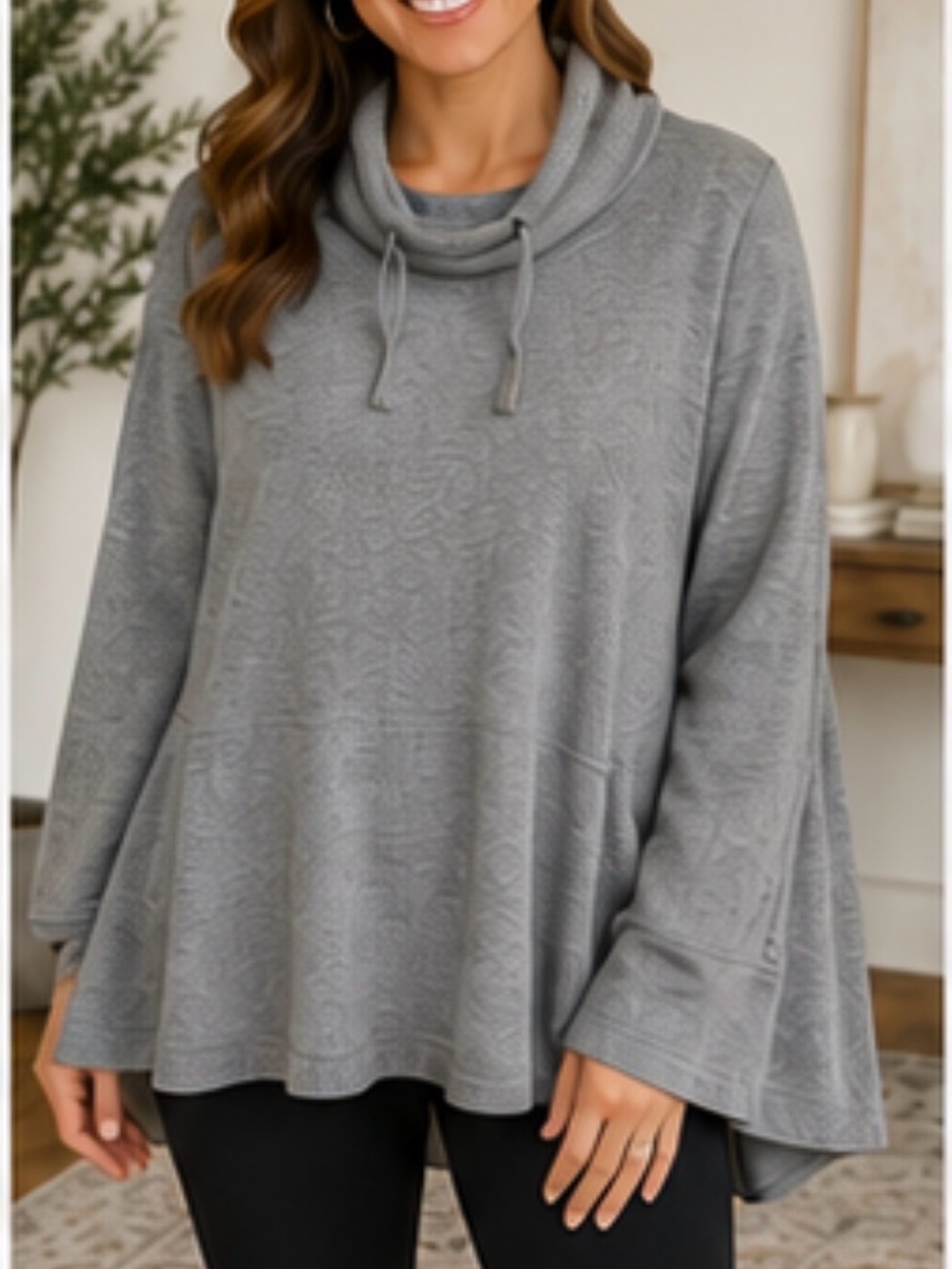 UGG Heather Gray Cowl Neck Funnel Sweater